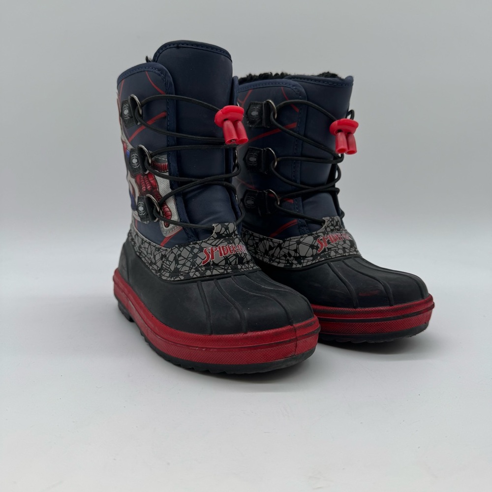 Marvel Spider-Man Kids Winter Snow Boots Size 1 – Red & Blue – Warm Fleece Lined
